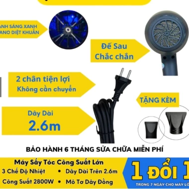 Máy sấy tóc 2 chiều nóng lạnh công suất lớn, gió mạnh Salon Giá chỉ 279.000₫ 2 Máy sấy tóc 2 chiều nóng lạnh công suất lớn, gió mạnh Salon Giá chỉ 279.000₫ 2