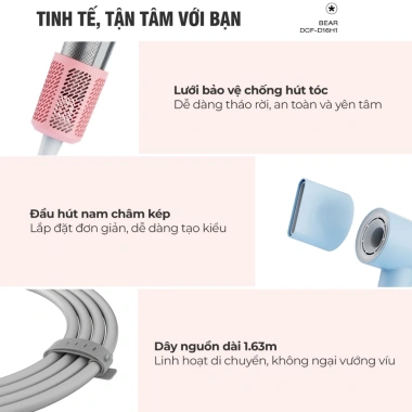 Máy sấy tóc Bear DCF-D16H1 1.600W - 5 chế độ sấy - Bảo hành 18 tháng - Chính hãng 6 Máy sấy tóc Bear DCF-D16H1 1.600W - 5 chế độ sấy - Bảo hành 18 tháng - Chính hãng 6