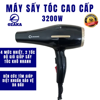 Máy sấy tóc Camac 2 chiều Nóng Lạnh 3.200W công suất lớn, mini kèm đầu tạo kiểu