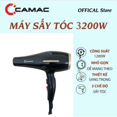 Máy sấy tóc Camac 2 chiều Nóng Lạnh 3.200W công suất lớn, mini kèm đầu tạo kiểu
