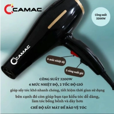 Máy sấy tóc Camac 2 chiều Nóng Lạnh 3.200W công suất lớn, mini kèm đầu tạo kiểu 10 Máy sấy tóc Camac 2 chiều Nóng Lạnh 3.200W công suất lớn, mini kèm đầu tạo kiểu 10