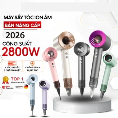 Máy sấy tóc công nghệ ion âm tính 2.800W ba bánh răng, nhiệt độ kép, không lá, thổi mạnh, giá chỉ 299.999₫