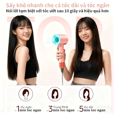 Máy sấy tóc công nghệ ion âm tính 2.800W ba bánh răng, nhiệt độ kép, không lá, thổi mạnh, giá chỉ 299.999₫