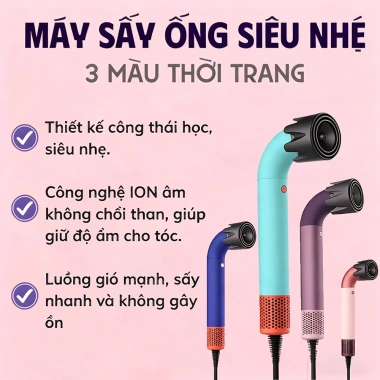 Máy sấy tóc công nghệ ion âm tính 2.800W ba bánh răng, nhiệt độ kép, không lá, thổi mạnh, giá chỉ 299.999₫