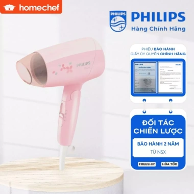 Máy sấy tóc du lịch mini Philips BHC010/00 1.200W - Bảo vệ tóc, bảo hành 2 năm, giảm giá 419.000 VND