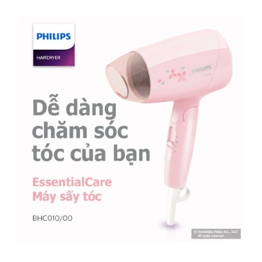 Máy sấy tóc du lịch Philips BHC010 1.200W màu hồng - Hàng chính hãng, giảm giá 367k