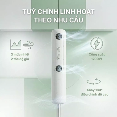 Máy Sấy Tóc Đứng Vietnamrobovac A0D - Ion Âm, Góc 180°, Tóc Mềm, Giá 1,49 Triệu