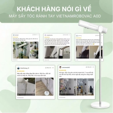 Máy Sấy Tóc Đứng Vietnamrobovac A0D - Ion Âm, Góc 180°, Tóc Mềm, Giá 1,49 Triệu