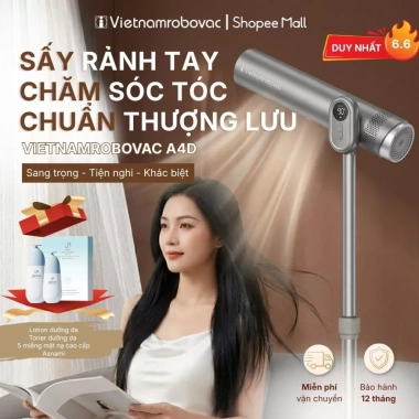 Máy sấy tóc đứng Vietnamrobovac A4D ion âm, góc 180 – Tóc mềm mượt, giá 4,278,434₫