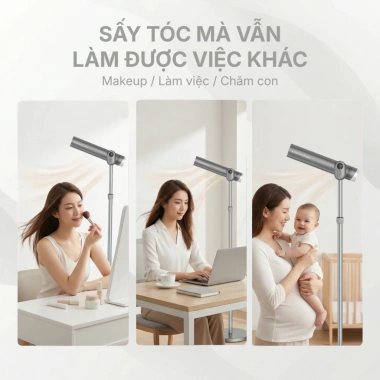 Máy sấy tóc đứng Vietnamrobovac A4D ion âm, góc 180 – Tóc mềm mượt, giá 4,278,434₫