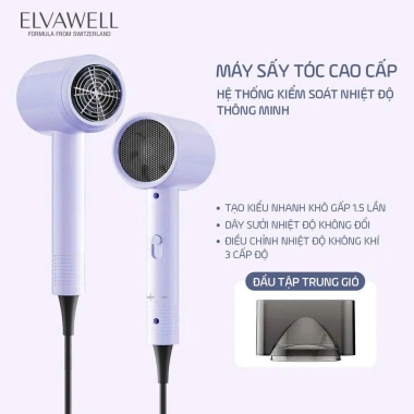 Máy sấy tóc Elvawell 1.800W cho salon - Bảo hành 6 tháng, giá ưu đãi 179.000₫