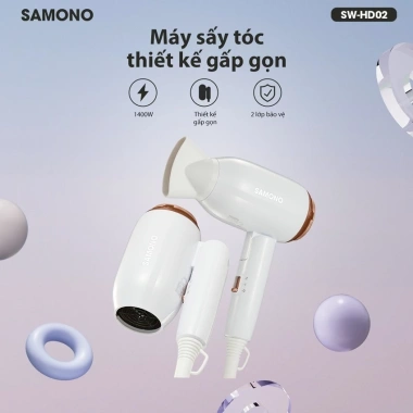 Máy sấy tóc gấp gọn 1.400W Samono SW-HD02 – Sấy nhanh, an toàn, phù hợp du lịch, công tác 213.180₫