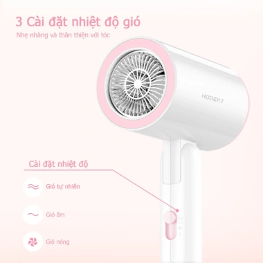 Máy sấy tóc gấp gọn HODEKT 1.200W - 3 chế độ nóng lạnh đèn xanh bảo vệ tóc di động