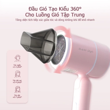 Máy sấy tóc gấp gọn HODEKT 800W 28m/s, 3 chế độ nhiệt ion, nhẹ 334g, giá 159k