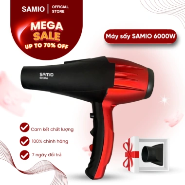 Máy sấy tóc hai chiều 6.000W SAMIO Ion âm, nóng lạnh, công suất lớn, dây dài 2m salon