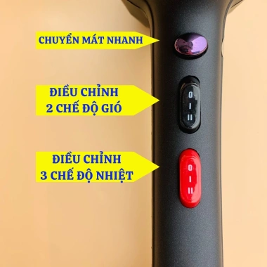 Máy sấy tóc HUSO HC-6.000 công suất lớn, nóng lạnh 2 tốc độ gió, 3 chế độ nhiệt, ION sáng xanh - Giá 398.000₫ 2