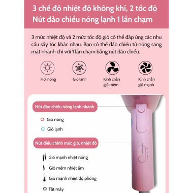 Máy sấy tóc ion 1.800W bảo vệ tóc, làm mượt nhanh, gập gọn nhẹ tiện lợi Giá chỉ 289.700₫ 6 Máy sấy tóc ion 1.800W bảo vệ tóc, làm mượt nhanh, gập gọn nhẹ tiện lợi Giá chỉ 289.700₫ 6