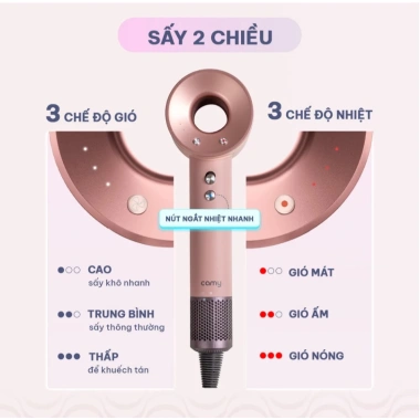 Máy sấy tóc ion 2 chiều nóng lạnh 2.500W, 12 tháng bảo hành, tốc độ nhanh, giá ưu đãi 276k