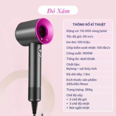 Máy sấy tóc ion 2 chiều nóng lạnh 2.500W, 12 tháng bảo hành, tốc độ nhanh, giá ưu đãi 276k