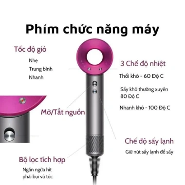 Máy sấy tóc ion âm 2 chiều nóng lạnh 2.800W, 3 chế độ, đầu tạo kiểu, chỉ 299.000₫
