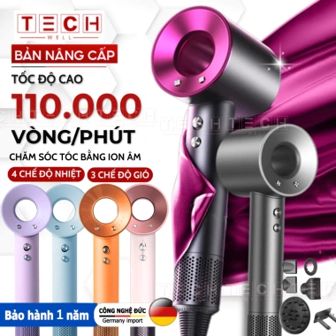 Máy sấy tóc ion âm 2 chiều nóng lạnh, không cánh 3 tốc độ công suất cao, đầu tạo kiểu - 339k