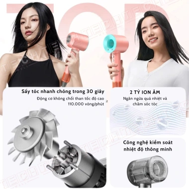 Máy sấy tóc ion âm 2 chiều nóng lạnh, không cánh 3 tốc độ công suất cao, đầu tạo kiểu - 339k 6 Máy sấy tóc ion âm 2 chiều nóng lạnh, không cánh 3 tốc độ công suất cao, đầu tạo kiểu - 339k 6