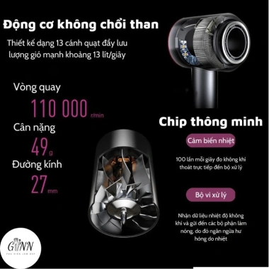 Máy sấy tóc ion âm 5 đầu HGHOME đa năng uốn duỗi xoăn, công nghệ ion âm, giá chỉ 80.000₫