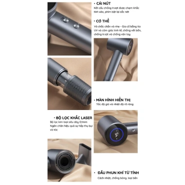 Máy sấy tóc ion âm cao cấp Kaw 2 chiều nóng-lạnh, màn hình nhiệt độ thông minh - Giá chỉ 434.000₫ 9