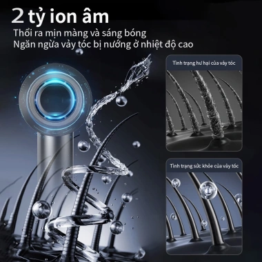 Máy sấy tóc ion âm công suất cao 5 vòi phun - Khô nhanh, chăm sóc tóc, bảo hành 3 năm, giá ưu đãi 519.999