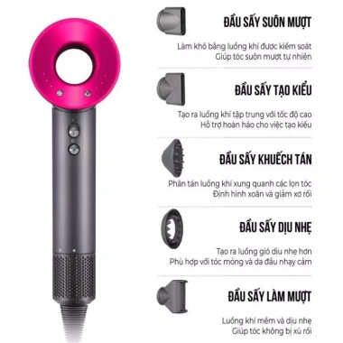 Máy sấy tóc ion âm không cánh 5 đầu, chống ồn, nóng lạnh 2 chiều 2.200W 319.000₫