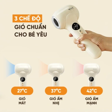 Máy sấy tóc ion âm không dây SKULD D3 3 chế độ, cảm ứng, độ ồn thấp, chống bức xạ, an toàn bé IQKAO 4