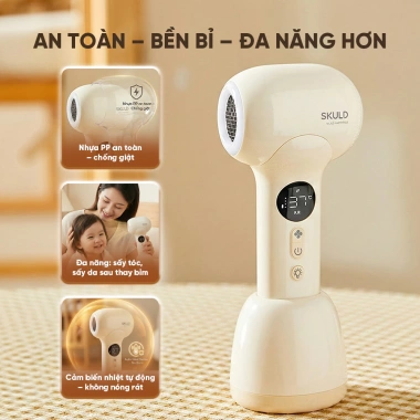 Máy sấy tóc ion âm không dây SKULD D3 3 chế độ, cảm ứng, độ ồn thấp, chống bức xạ, an toàn bé IQKAO 6