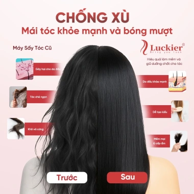 Máy sấy tóc ion âm Luckier PRO tốc độ cao, sấy nhanh đa chế độ nhiệt, cảm biến tay cầm thông minh, giá 1.299.000 VND