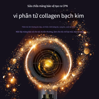 Máy sấy tóc ion ánh sáng xanh khô nhanh 3 tốc độ nóng/lạnh, khí thấp tiếng ồn cao cấp