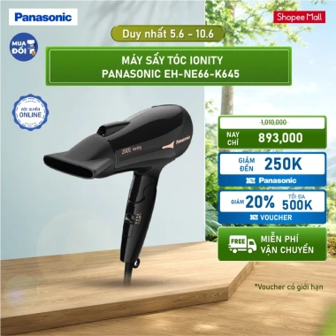 Máy sấy tóc Ionity Panasonic EH-NE66-K645 - Tay cầm gấp tiện lợi, giảm 15% 500k, BH 12 tháng