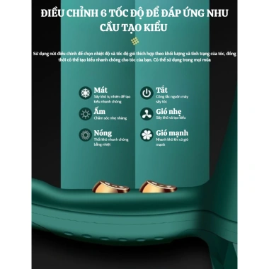 Máy sấy tóc KAW 2 chiều Nóng Lạnh Công suất lớn sấy nhanh kèm 5 phụ kiện