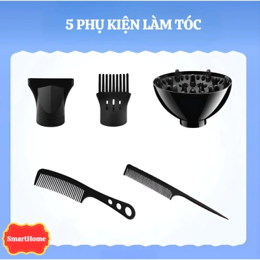 Máy sấy tóc KAW 2 chiều Nóng Lạnh Công suất lớn sấy nhanh kèm 5 phụ kiện