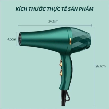Máy sấy tóc KAW 2.000W 2 chiều nóng lạnh - Sấy nhanh, bảo vệ tóc, tặng bộ 5 phụ kiện