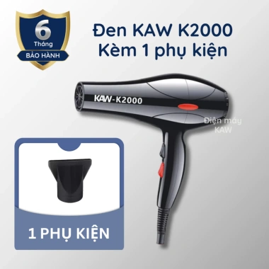 Máy sấy tóc KAW 2.000W 2 chiều nóng lạnh - Sấy nhanh, bảo vệ tóc, tặng bộ 5 phụ kiện