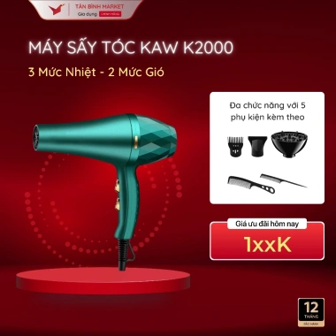 Máy sấy tóc Kaw 2.000W – 6 tốc độ gió, 3 chế độ nhiệt, bảo vệ tóc, tạo kiểu chuyên nghiệp, giá chỉ 149.000đ