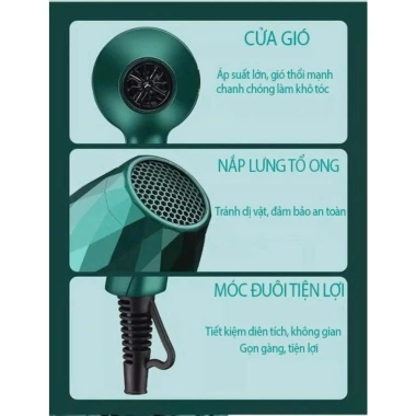 Máy sấy tóc KAW K2.000 2 chiều 3 chế độ 2.200W Tặng bộ 5 phụ kiện chỉ 141.550 VND 9