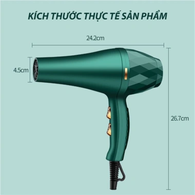 Máy sấy tóc KAW K2.000 công suất lớn, bảo vệ tóc, chống khô, kèm phụ kiện tạo kiểu, bảo hành chính hãng - 139.650₫ 3