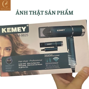 Máy sấy tóc Kemey KM-9.825 mini – Công suất lớn, ion âm, chống khô tóc, 209.000₫