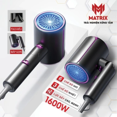 Máy sấy tóc Matrix gấp gọn 2.800W ion âm công suất lớn bảo hành 12 tháng giá 320.000 VND