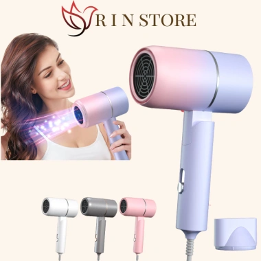 Máy sấy tóc mini 1.000W RIN Đèn xanh dưỡng tóc mượt, ẩm, gấp gọn, tạo kiểu chuyên nghiệp