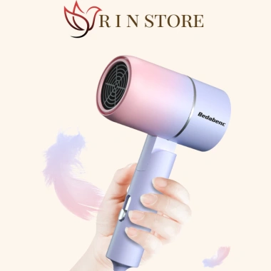 Máy sấy tóc mini 1.000W RIN Đèn xanh dưỡng tóc mượt, ẩm, gấp gọn, tạo kiểu chuyên nghiệp
