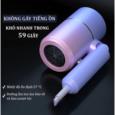 Máy sấy tóc mini 1.000W RIN Đèn xanh dưỡng tóc mượt, ẩm, gấp gọn, tạo kiểu chuyên nghiệp