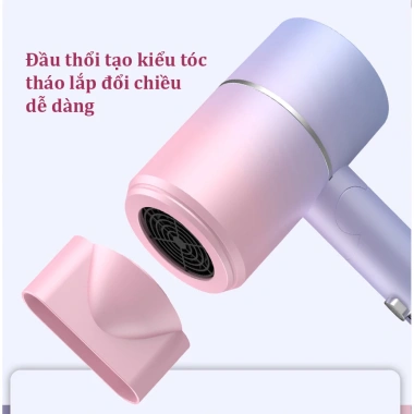 Máy sấy tóc mini 1.000W RIN Đèn xanh dưỡng tóc mượt, ẩm, gấp gọn, tạo kiểu chuyên nghiệp