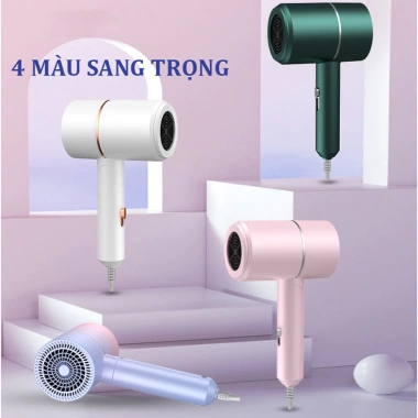 Máy sấy tóc mini 1.000W RIN Đèn xanh dưỡng tóc mượt, ẩm, gấp gọn, tạo kiểu chuyên nghiệp