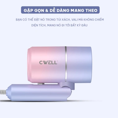 Máy sấy tóc mini 1.200W CWELL C01HD - Ánh sáng xanh, 2 chiều nóng/lạnh, giảm khô xơ, chỉ 119.000₫
